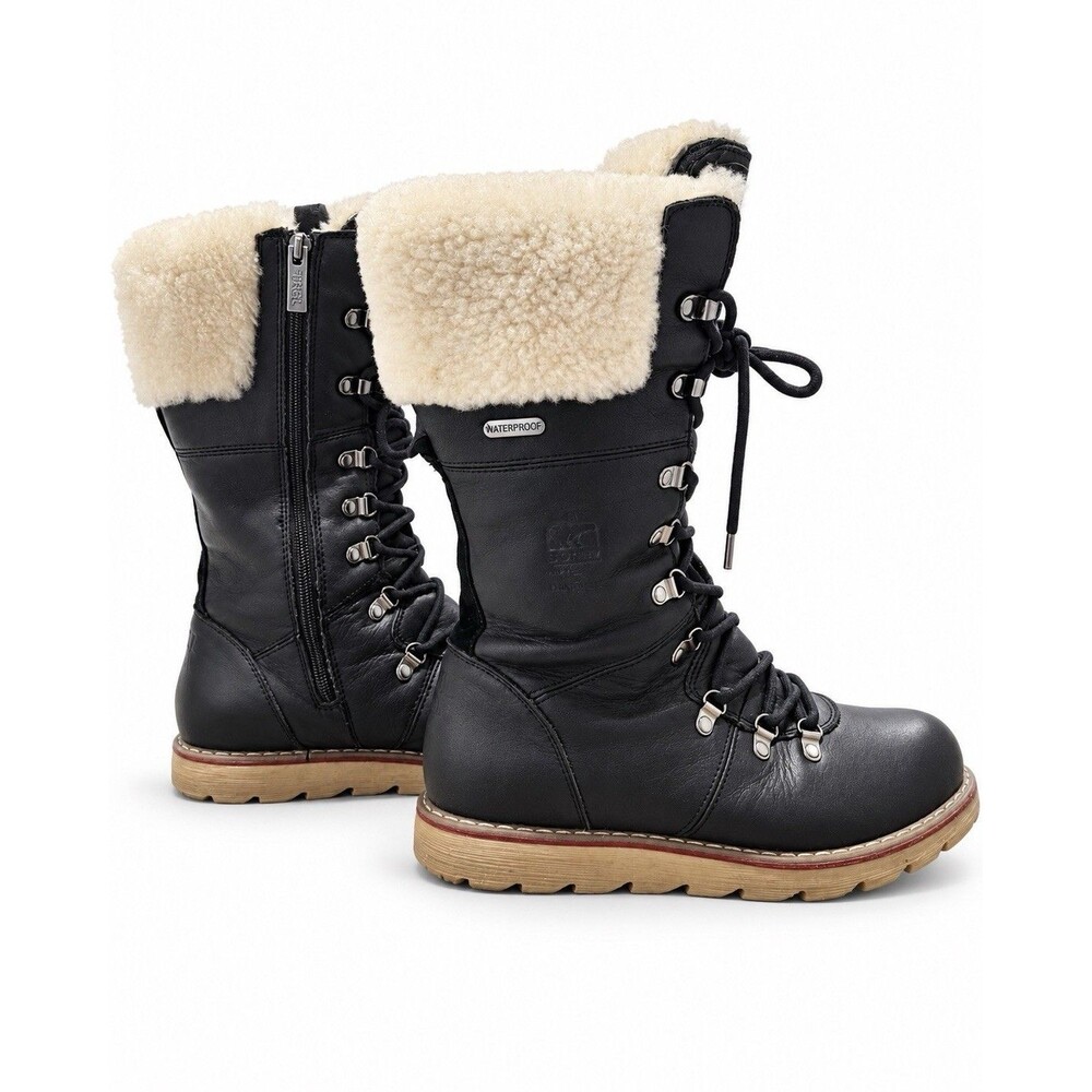 Royal Canadian Louise Waterproof Shearling Leather Snow Boots Women’s 8.5 Black - Picture 5 of 8